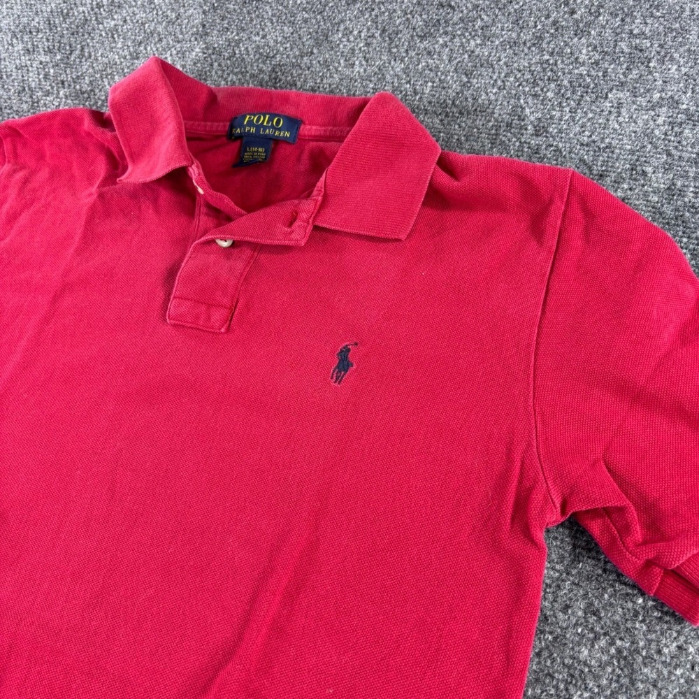 Polo Ralph Lauren Polo Shirt Kids L 14-16 Red Short Sleeve Pique Cotton Pony
